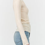 Baserange Clothing Brand Long Sleeve Fitted Omato Turtleneck in Off White Creme