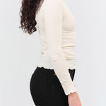 Baserange Designer Brand Fitted Pama Long Sleeve with Exposed Seams in Off White