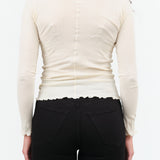 Baserange Designer Brand  Fitted Pama Long Sleeve with Exposed Seams in Off White