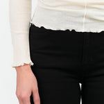 Fitted Pama Long Sleeve with Exposed Seams in Off White by Baserange Designer Brand 