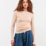 Baserange Apparel Womens Tees Pama Long Sleeve Tee in Beige
