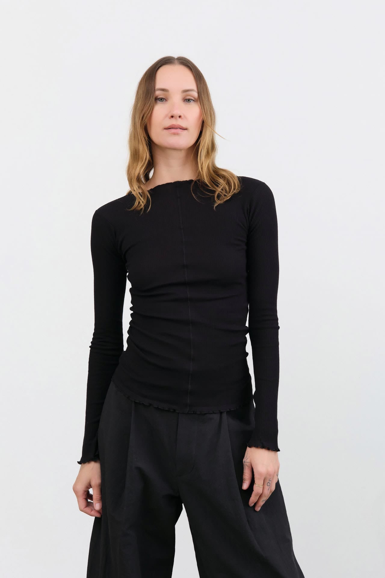 Baserange Apparel Womens Tees Pama Long Sleeve Tee in Black