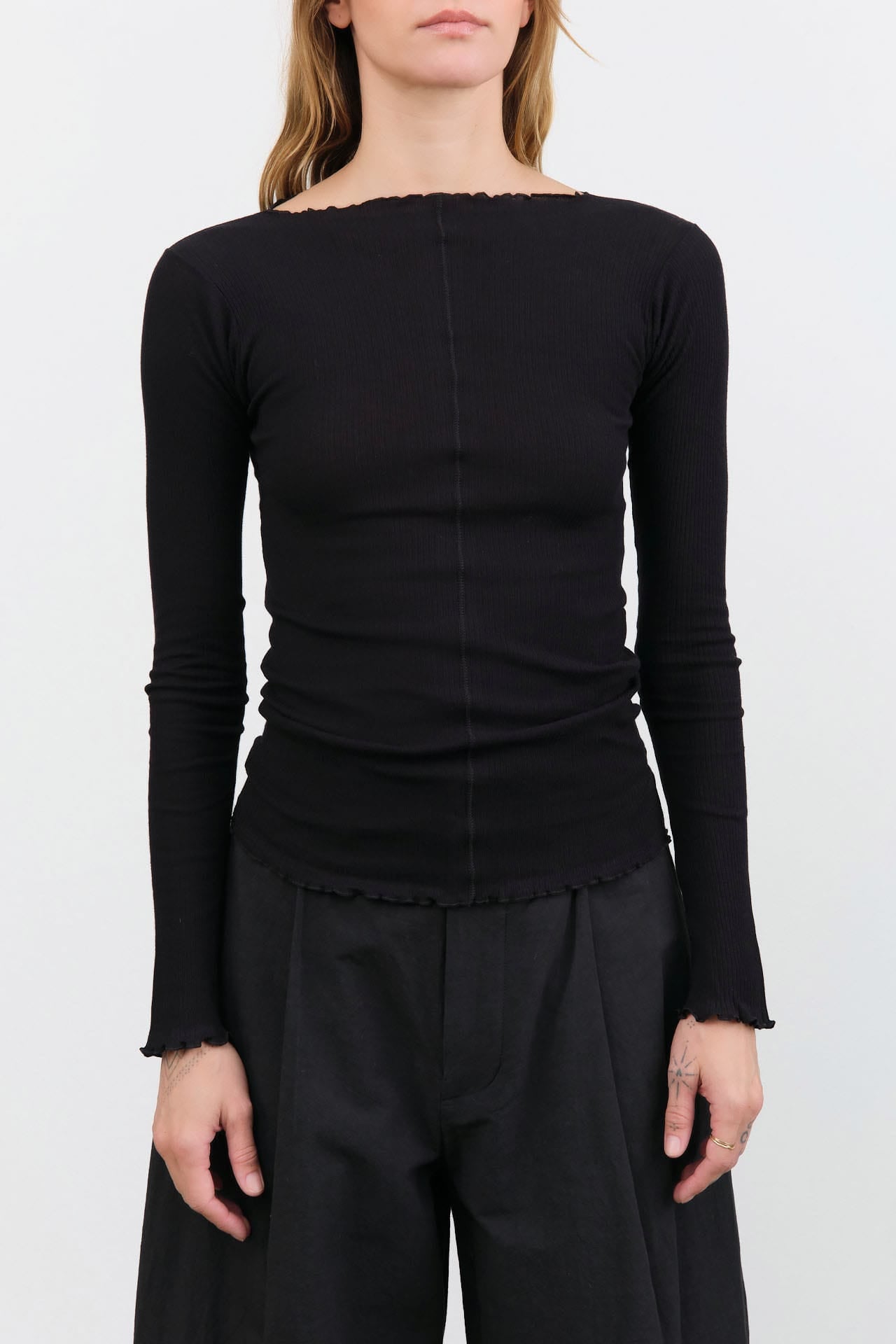 Baserange Apparel Womens Tees Pama Long Sleeve Tee in Black