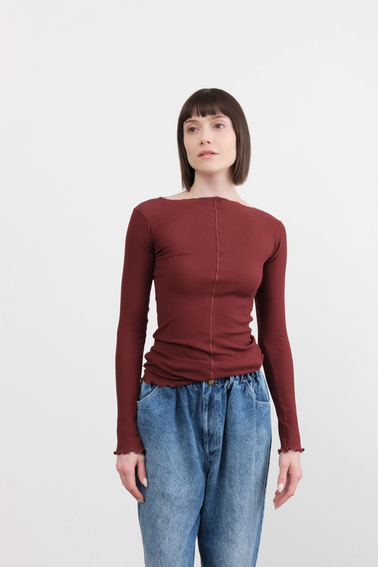 Baserange Apparel Womens Tees Pama Long Sleeve Tee in Nara Red