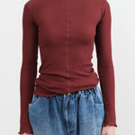 Baserange Apparel Womens Tees Pama Long Sleeve Tee in Nara Red