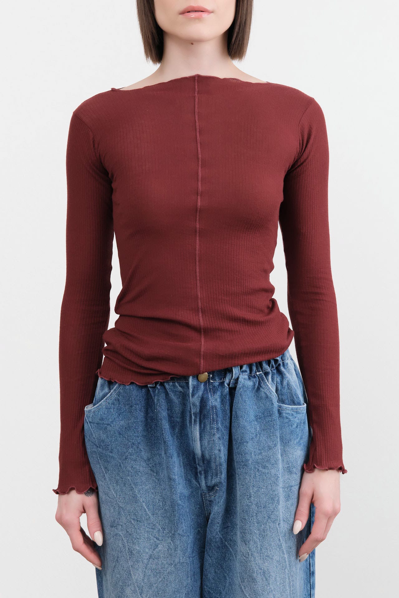Baserange Apparel Womens Tees Pama Long Sleeve Tee in Nara Red