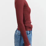 Baserange Apparel Womens Tees Pama Long Sleeve Tee in Nara Red