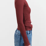 Baserange Apparel Womens Tees Pama Long Sleeve Tee in Nara Red