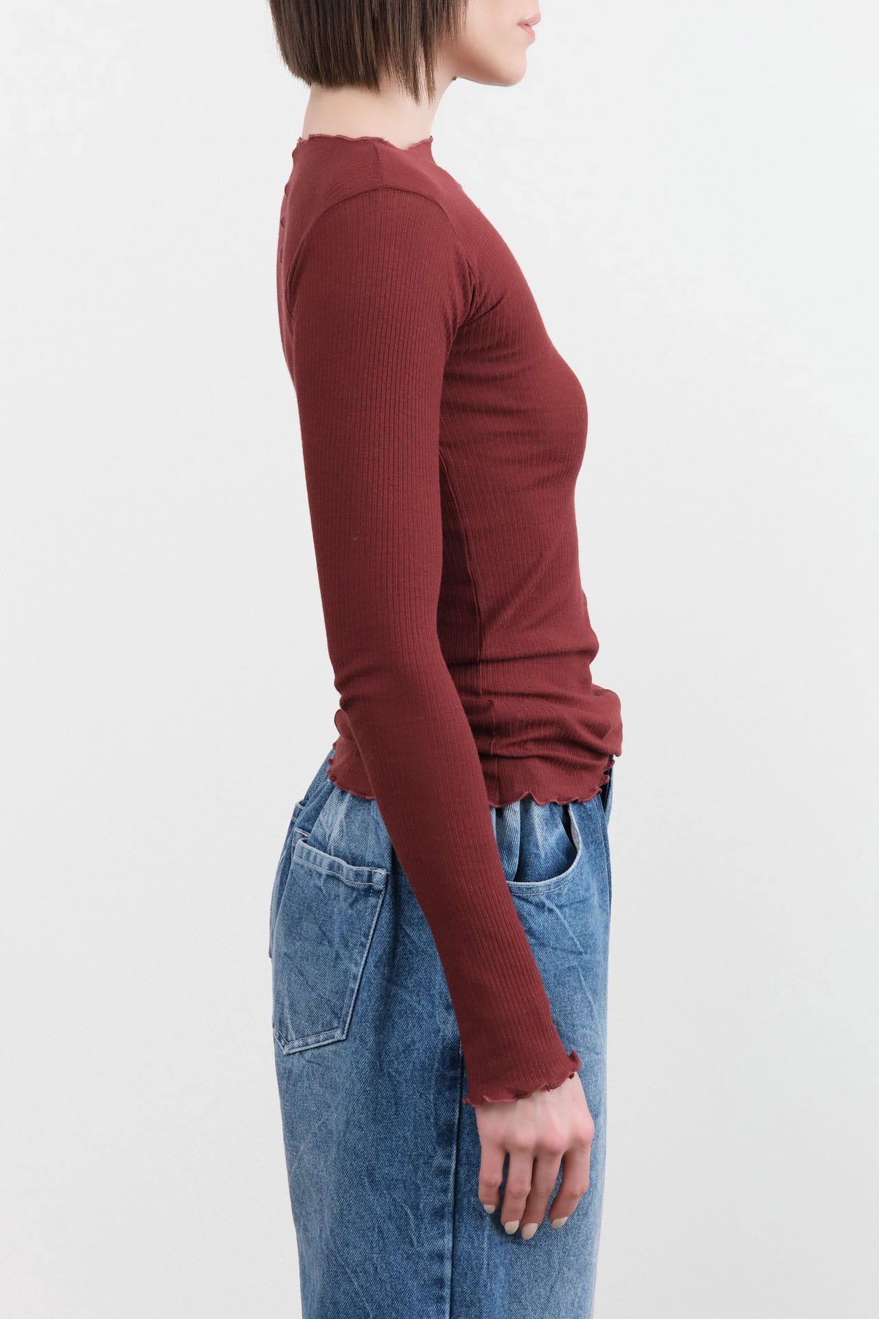 Baserange Apparel Womens Tees Pama Long Sleeve Tee in Nara Red