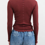 Baserange Apparel Womens Tees Pama Long Sleeve Tee in Nara Red