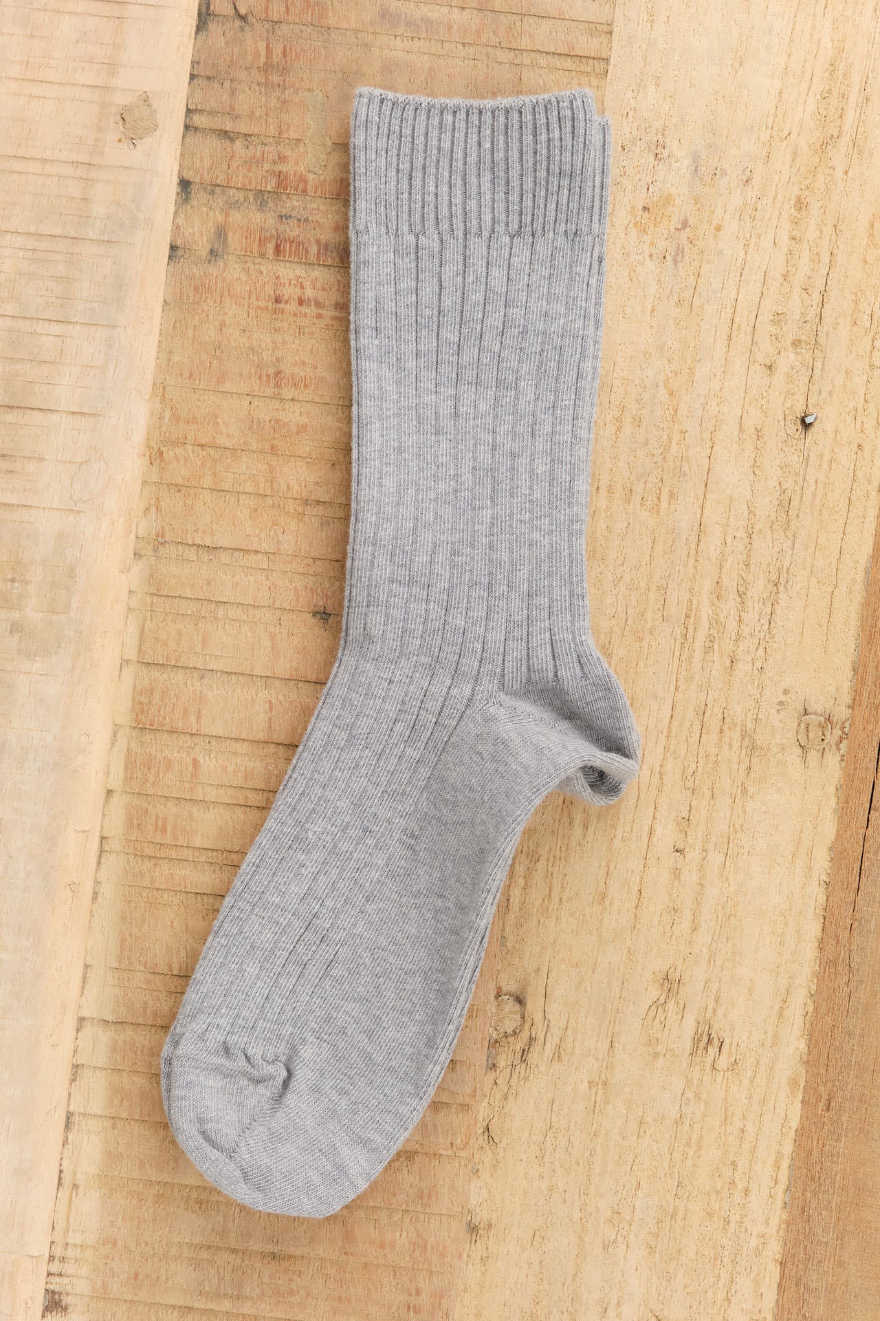 Baserange Accessories Socks and Tights Rib Overankle Socks in Grey Melange Grey Melange / 36-39