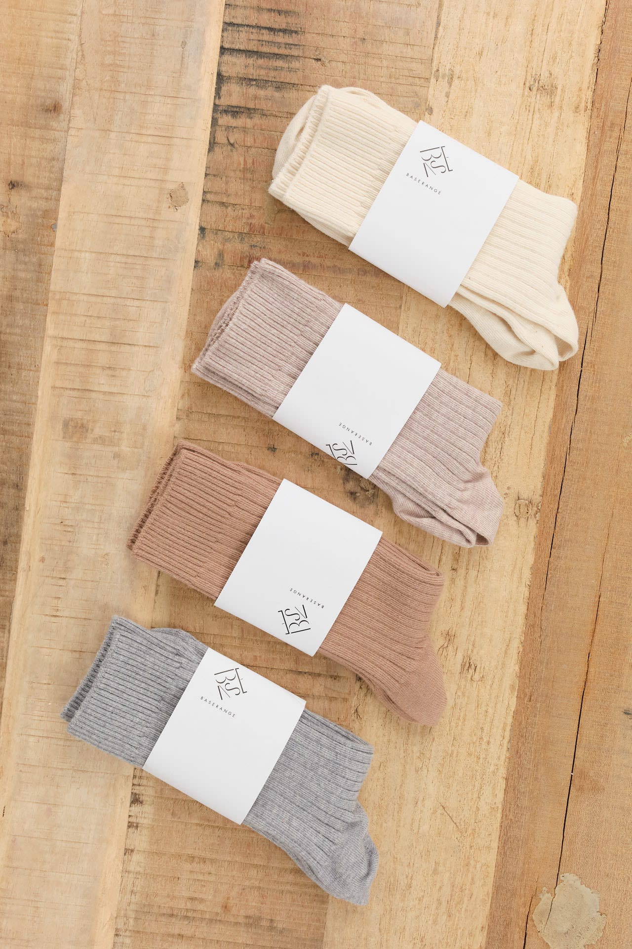 Baserange Accessories Socks and Tights Rib Overankle Socks in Grey Melange
