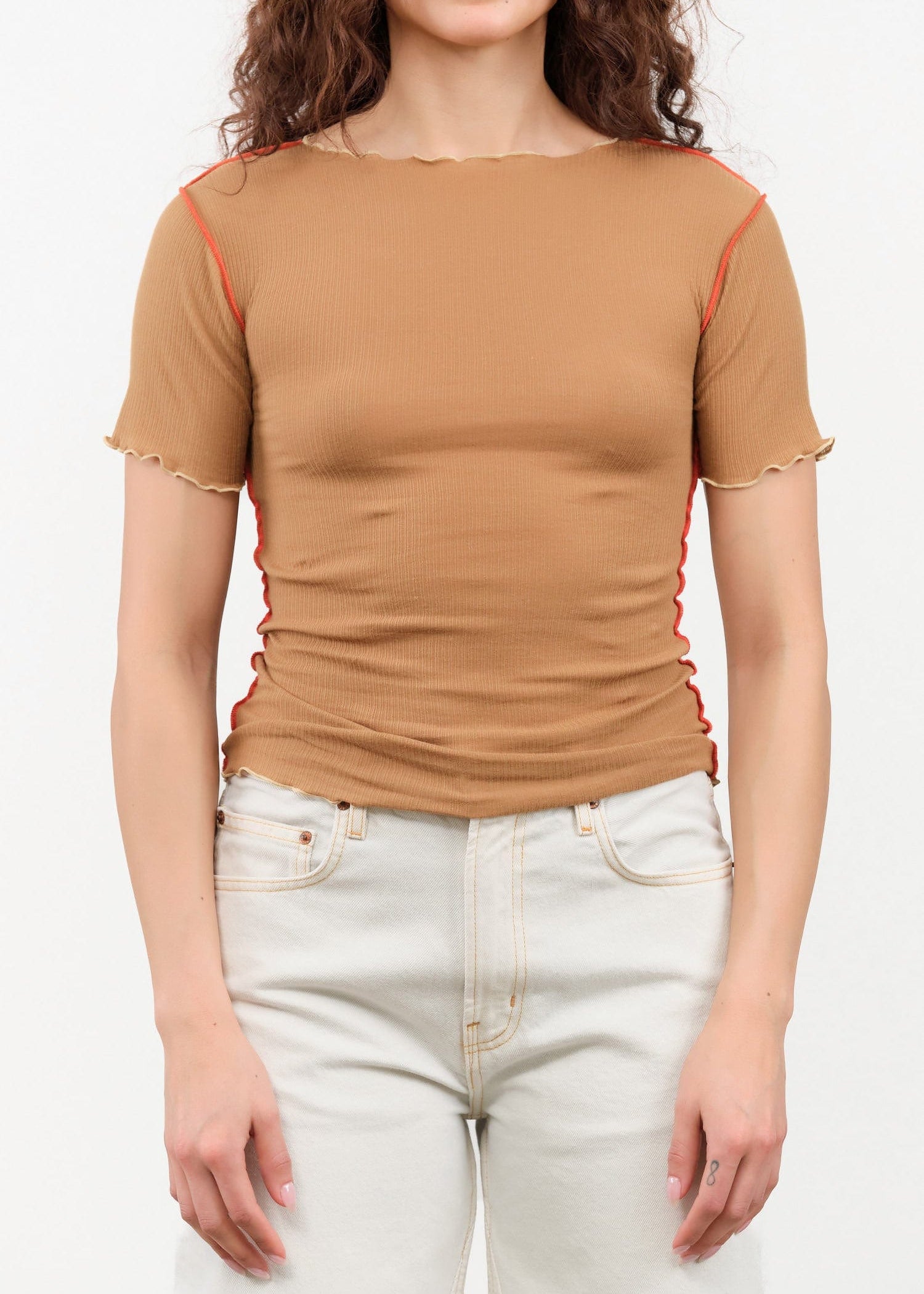 Baserange Apparel Womens Tees Vein Tee Shirt in Alamillo Brown