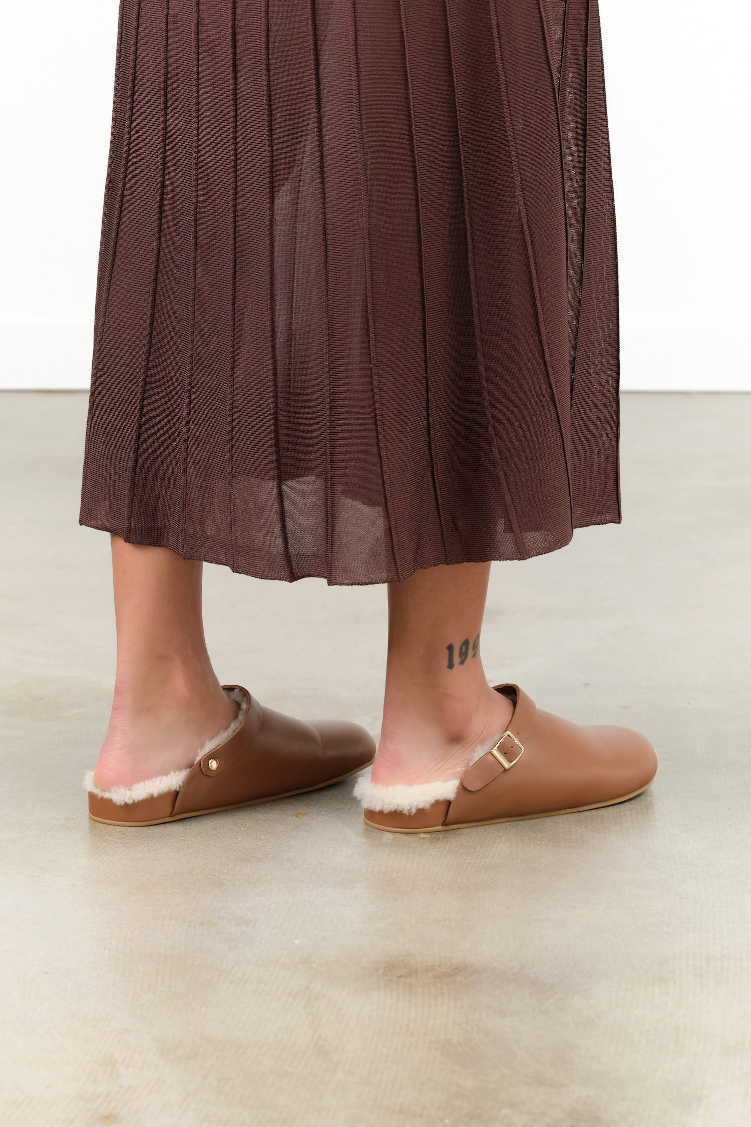 Clog with Shearling by Beatrice Valenzuela in Umber