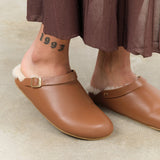 Umber Brown Clog with Shearling by Beatrice Valenzuela 