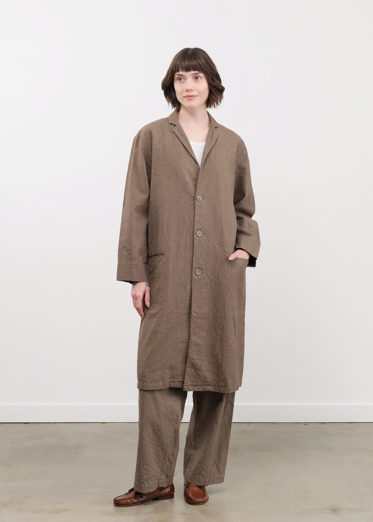 Black Crane Apparel Womens Outerwear Crinkled Coat