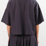 Black Crane Apparel Womens Blouses Cropped Shirts in Faded Black