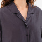 Black Crane Apparel Womens Blouses Cropped Shirts in Faded Black