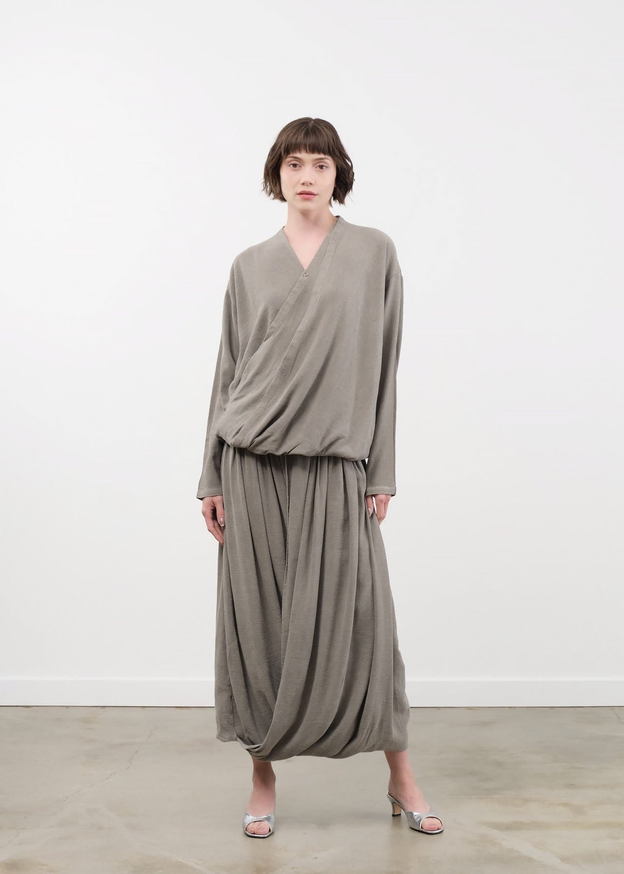 Black Crane Apparel Womens Skirts Double Layered Drapy Skirt