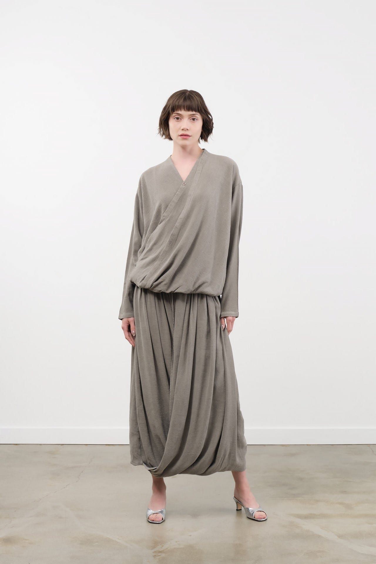 Black Crane Apparel Womens Skirts Double Layered Drapy Skirt