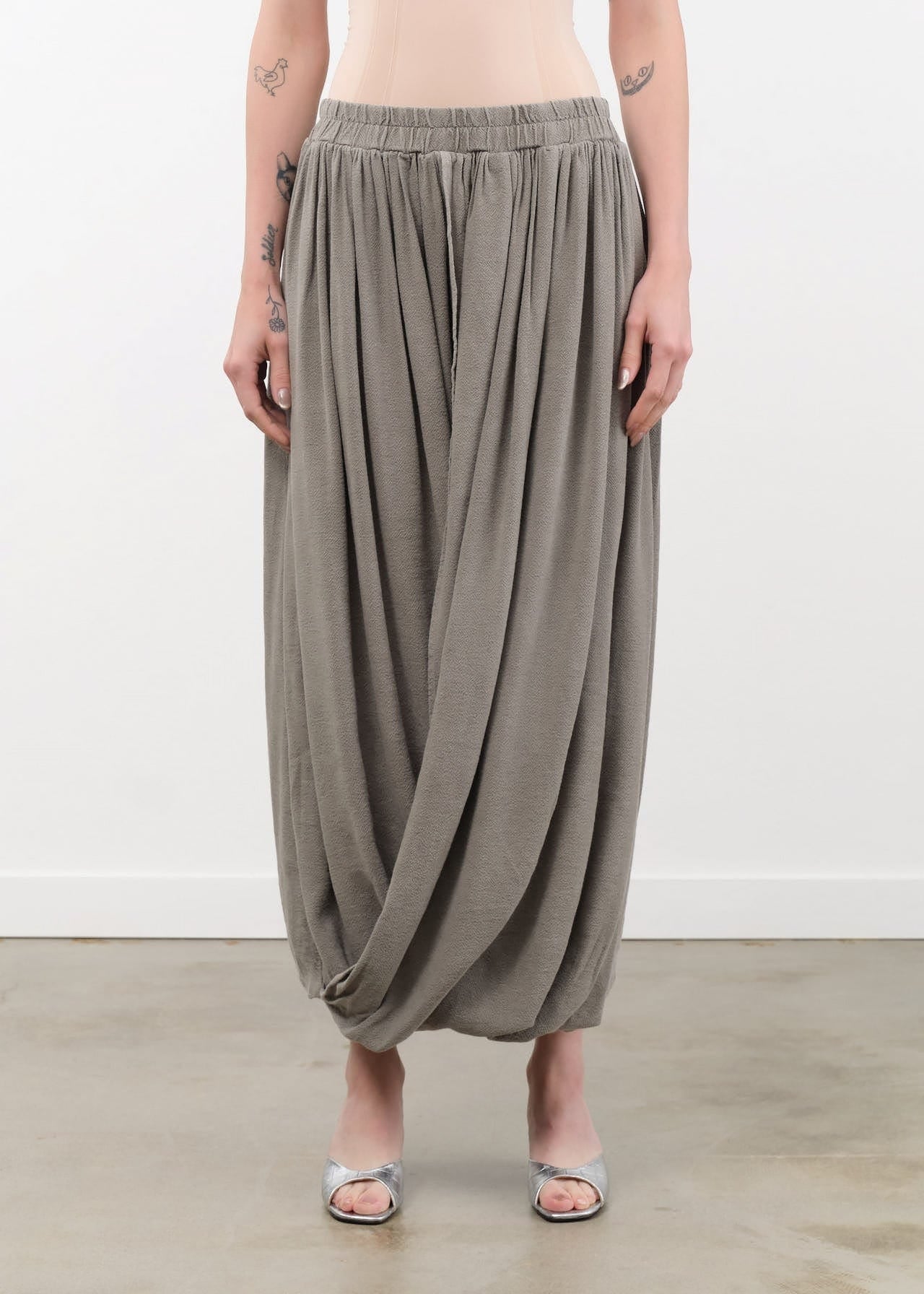 Black Crane Apparel Womens Skirts Double Layered Drapy Skirt