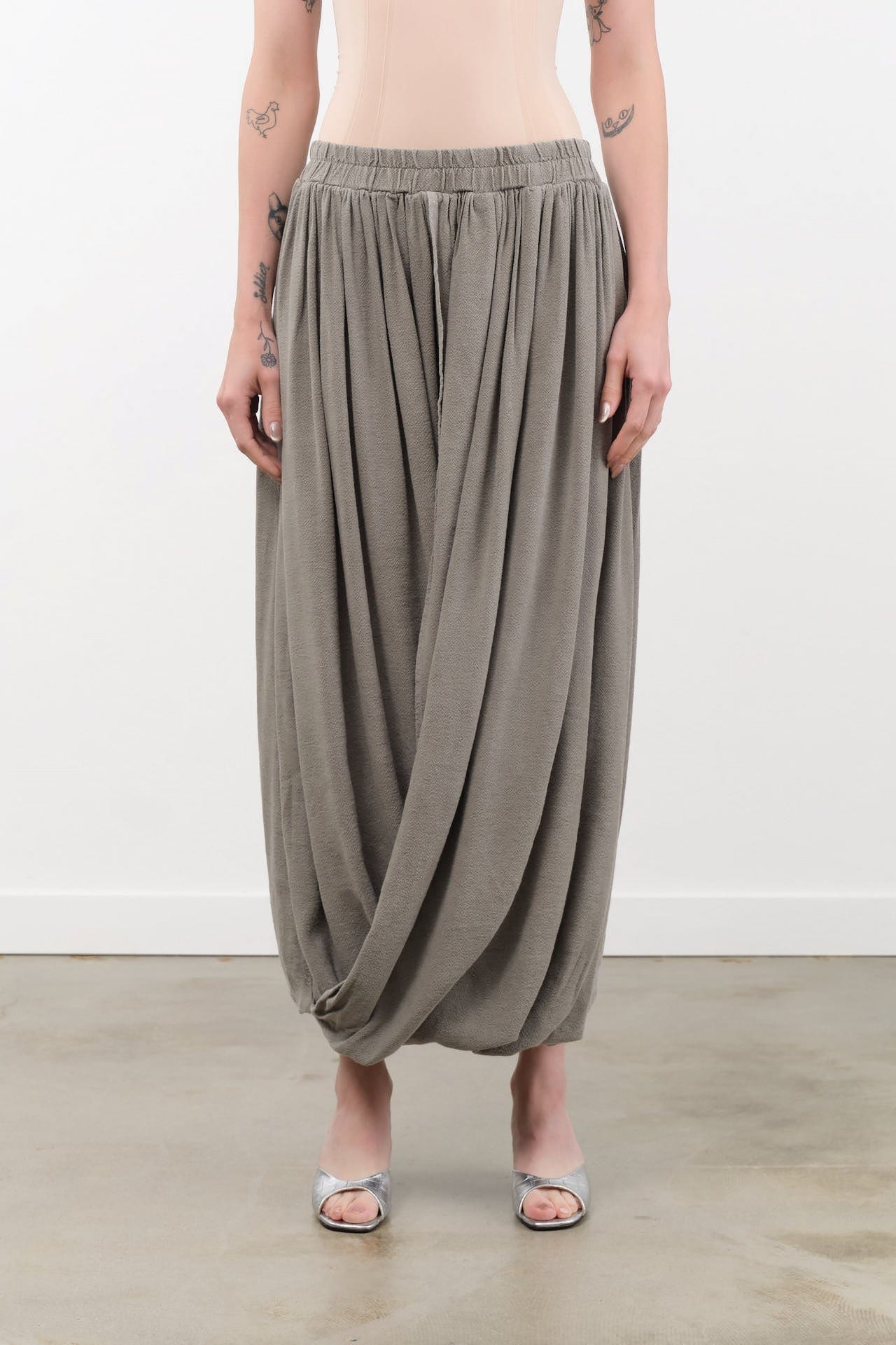 Black Crane Apparel Womens Skirts Double Layered Drapy Skirt