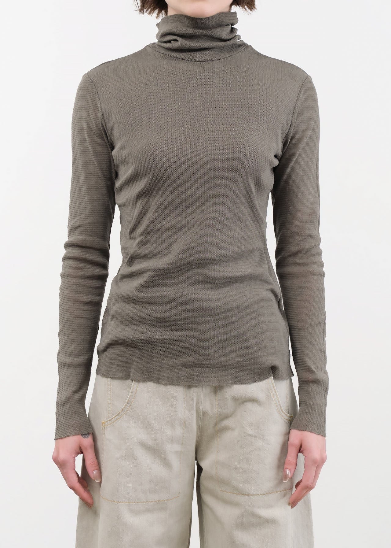 Black Crane Apparel Womens Sweaters Double Mesh Turtleneck