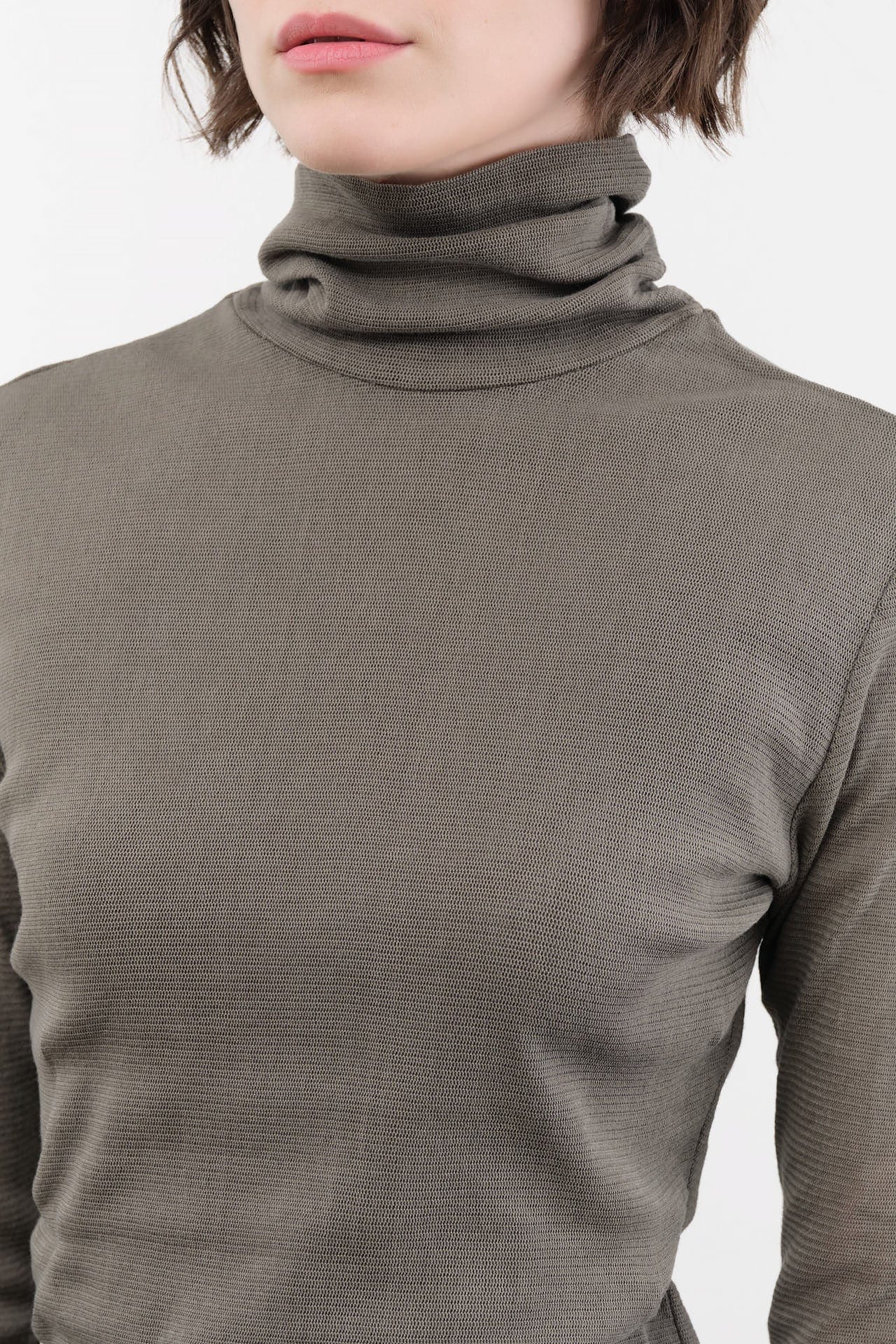 Black Crane Apparel Womens Sweaters Double Mesh Turtleneck