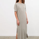 Black Crane Apparel Womens Dresses Long Tee Dress in Grey