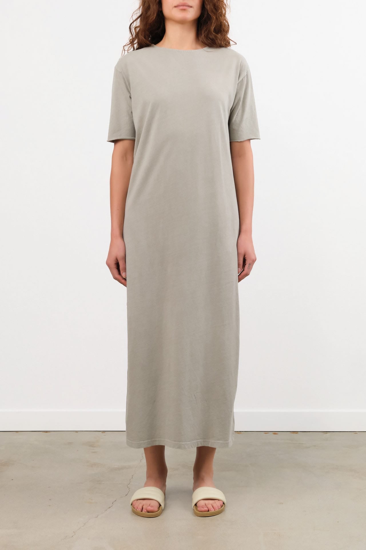 Black Crane Apparel Womens Dresses Long Tee Dress in Grey