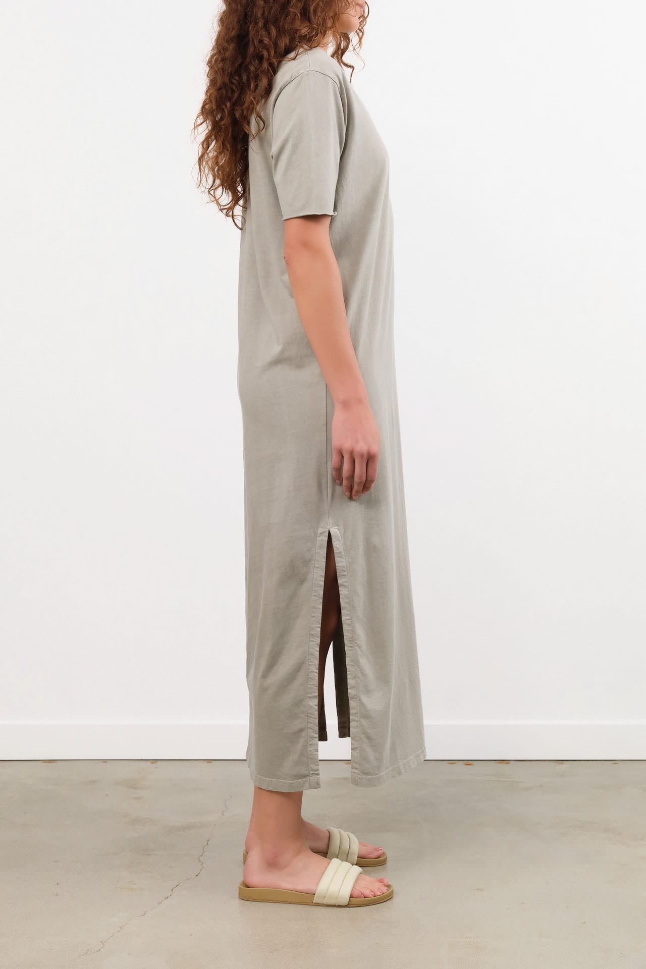 Black Crane Apparel Womens Dresses Long Tee Dress in Grey