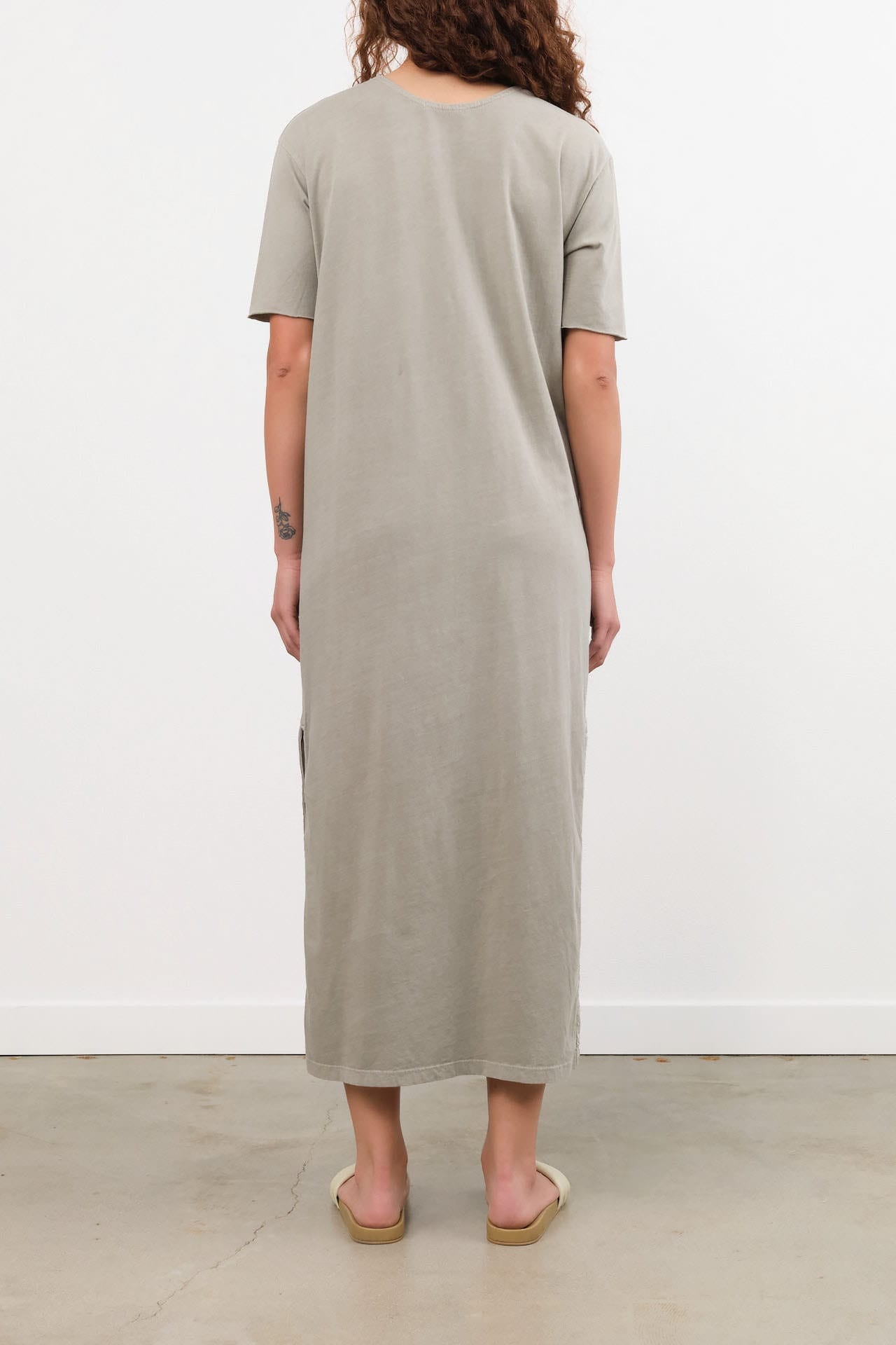 Black Crane Apparel Womens Dresses Long Tee Dress in Grey