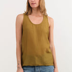 Black Crane Apparel Womens Tees Loose Tank Top in Dark Olive