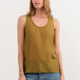 Black Crane Apparel Womens Tees Loose Tank Top in Dark Olive