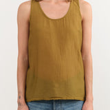 Black Crane Apparel Womens Tees Loose Tank Top in Dark Olive
