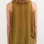 Black Crane Apparel Womens Tees Loose Tank Top in Dark Olive