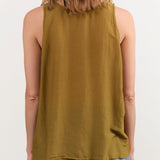 Black Crane Apparel Womens Tees Loose Tank Top in Dark Olive