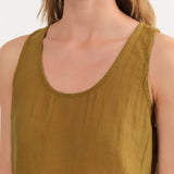 Black Crane Apparel Womens Tees Loose Tank Top in Dark Olive