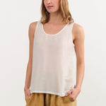 Black Crane Apparel Womens Tees Loose Tank Top in White