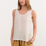 Black Crane Apparel Womens Tees Loose Tank Top in White
