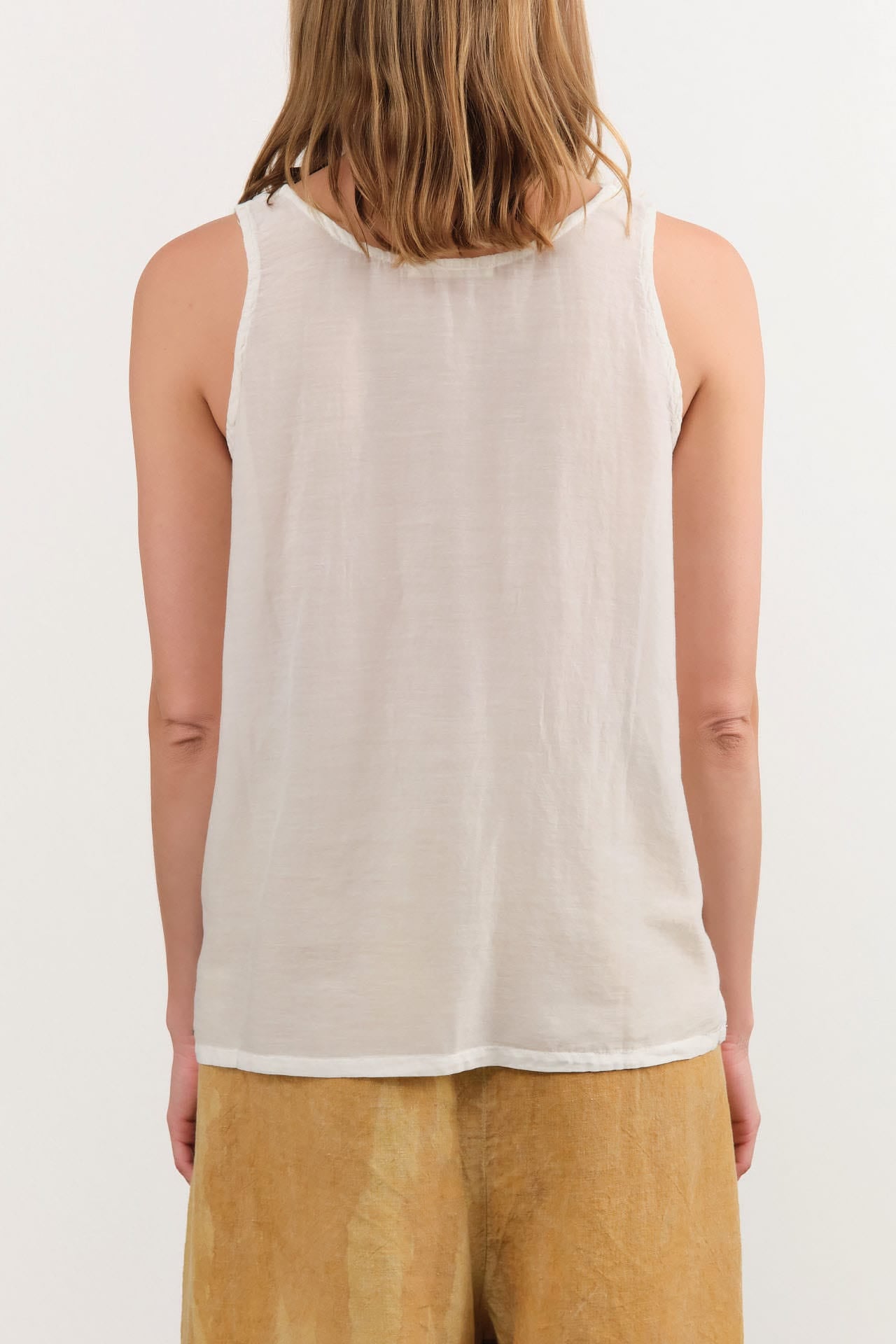 Black Crane Apparel Womens Tees Loose Tank Top in White