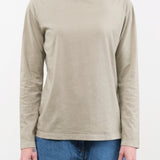 Black Crane Apparel Womens Blouses Regular Long Sleeve Tee in Limestone