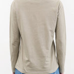 Black Crane Apparel Womens Blouses Regular Long Sleeve Tee in Limestone