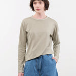 Black Crane Apparel Womens Blouses Regular Long Sleeve Tee in Limestone