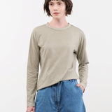 Black Crane Apparel Womens Blouses Regular Long Sleeve Tee in Limestone