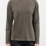 Black Crane Apparel Womens Blouses Regular Long Sleeve Tee in Slate
