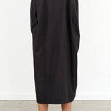 Oversized Ruffled Button Up Midi Dress in Black by Black Crane Designer Brand 