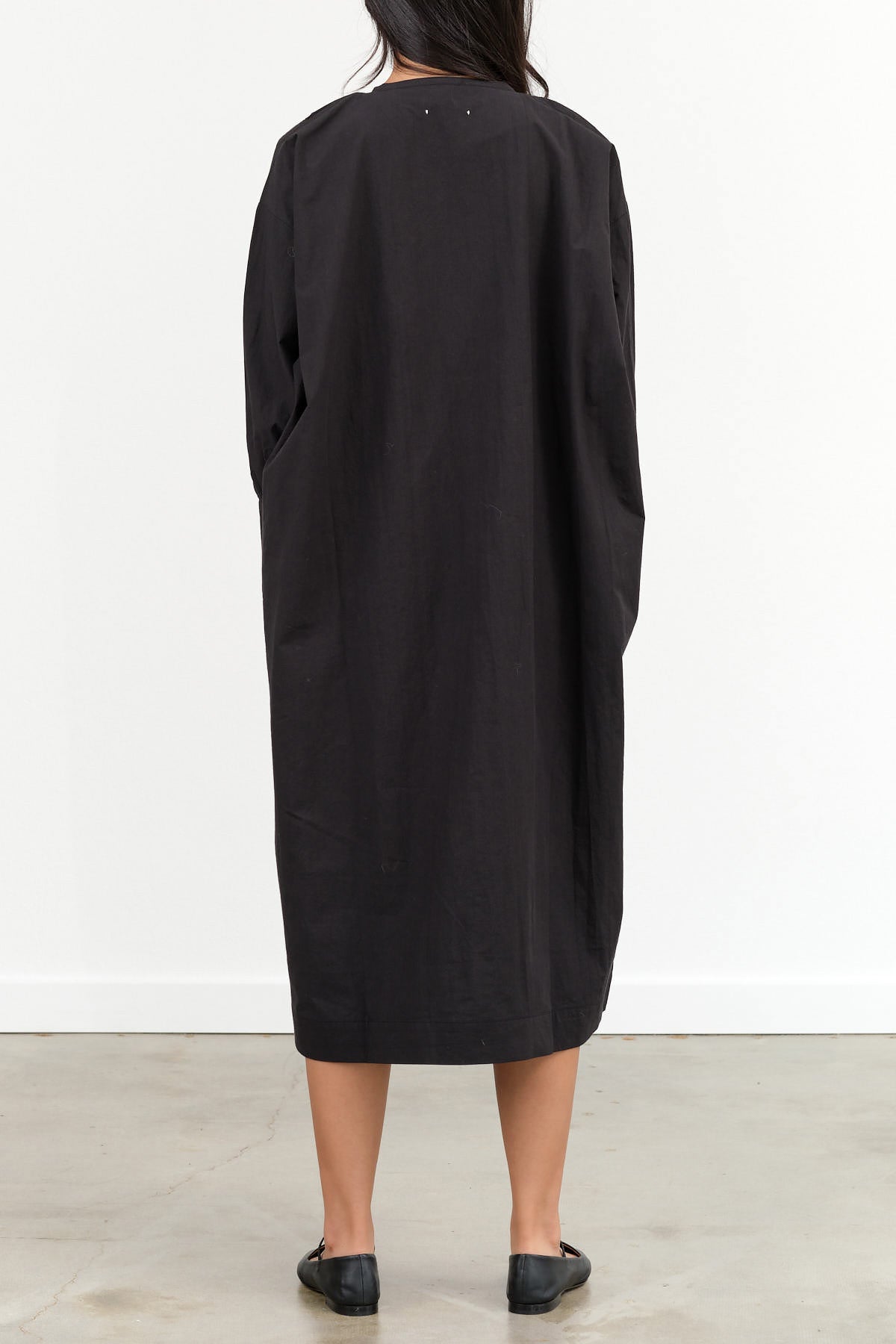 Oversized Ruffled Button Up Midi Dress in Black by Black Crane Designer Brand 