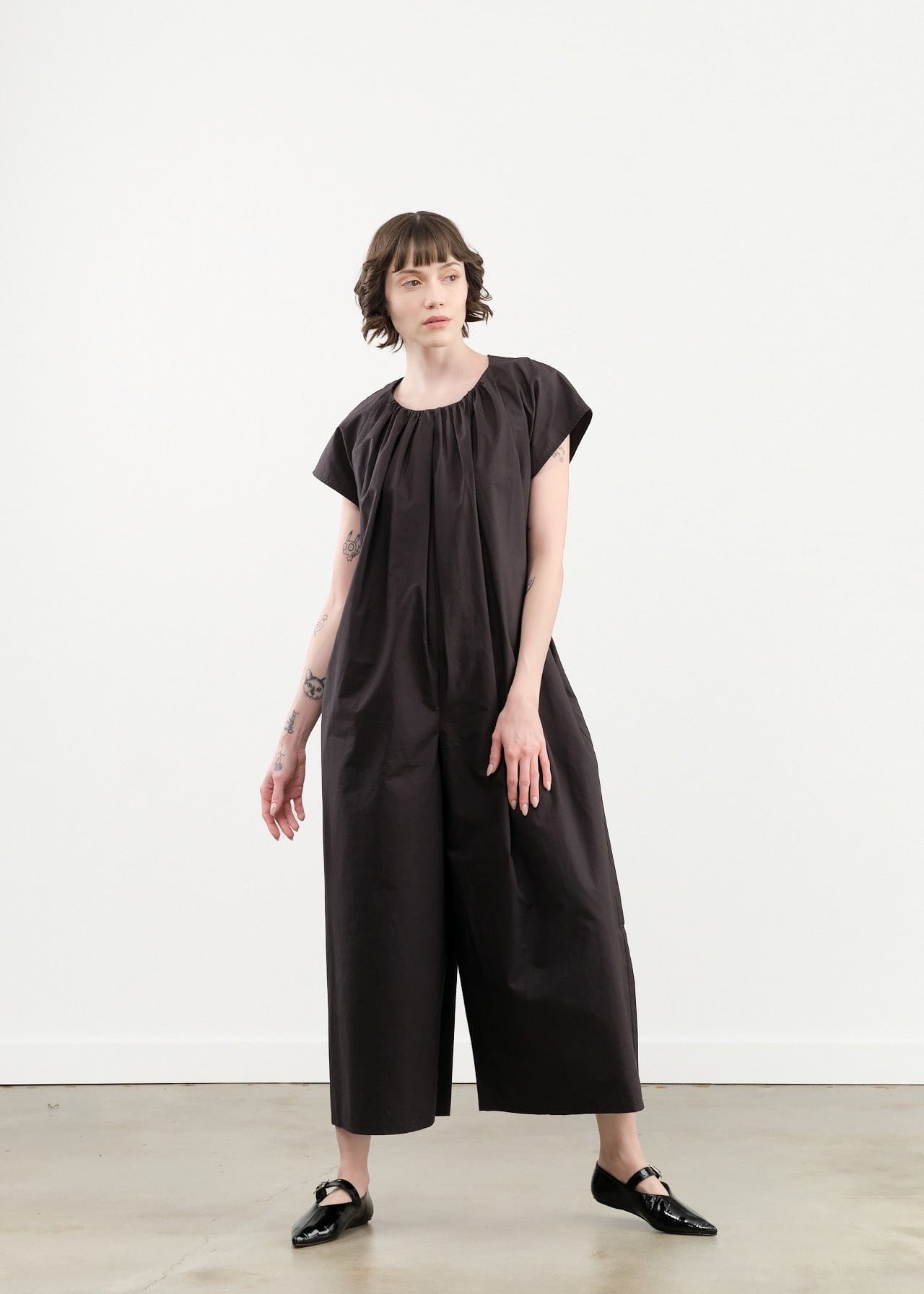 Black Crane Apparel Womens Jumpsuit Shirred Jumpsuit