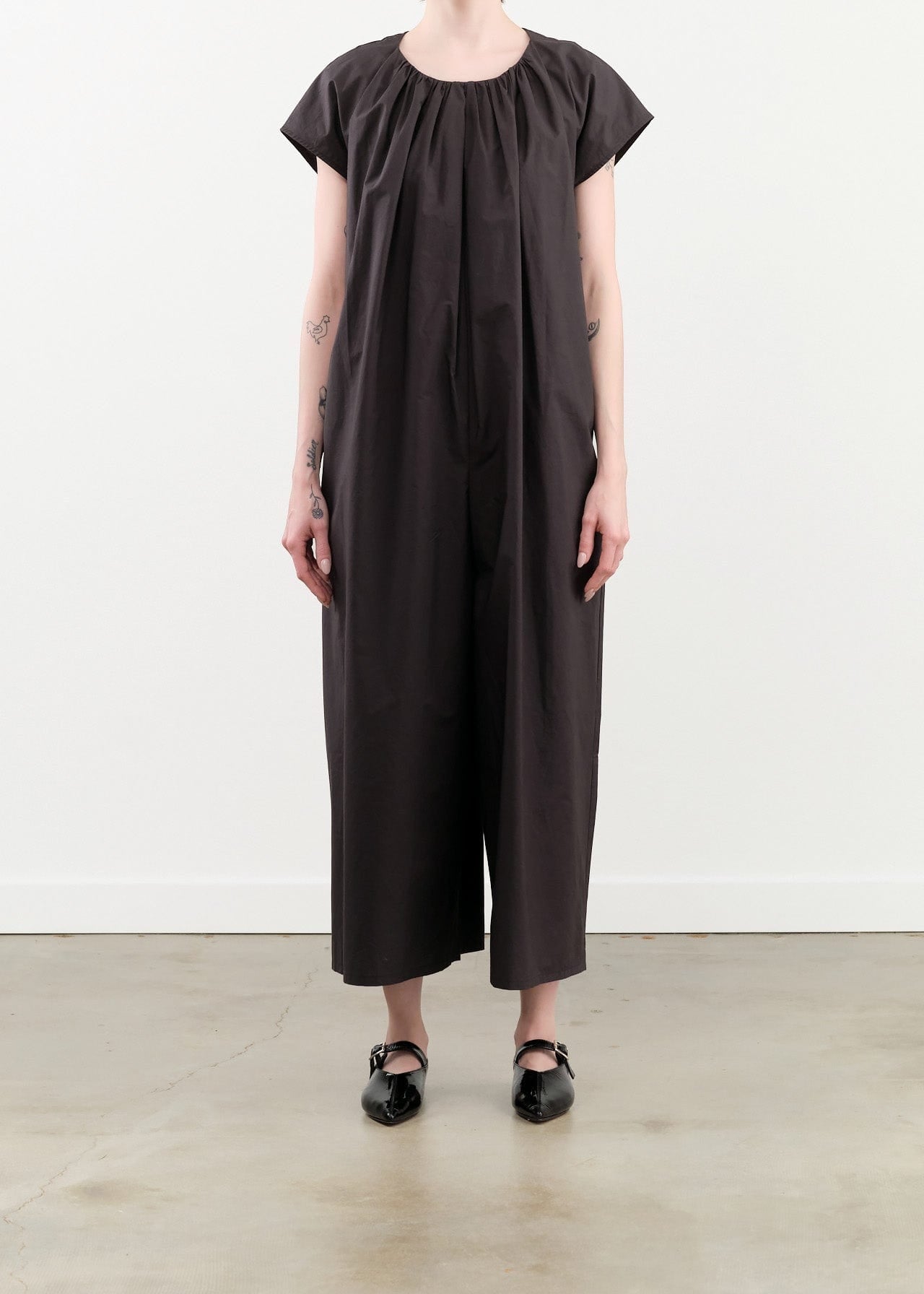 Black Crane Apparel Womens Jumpsuit Shirred Jumpsuit